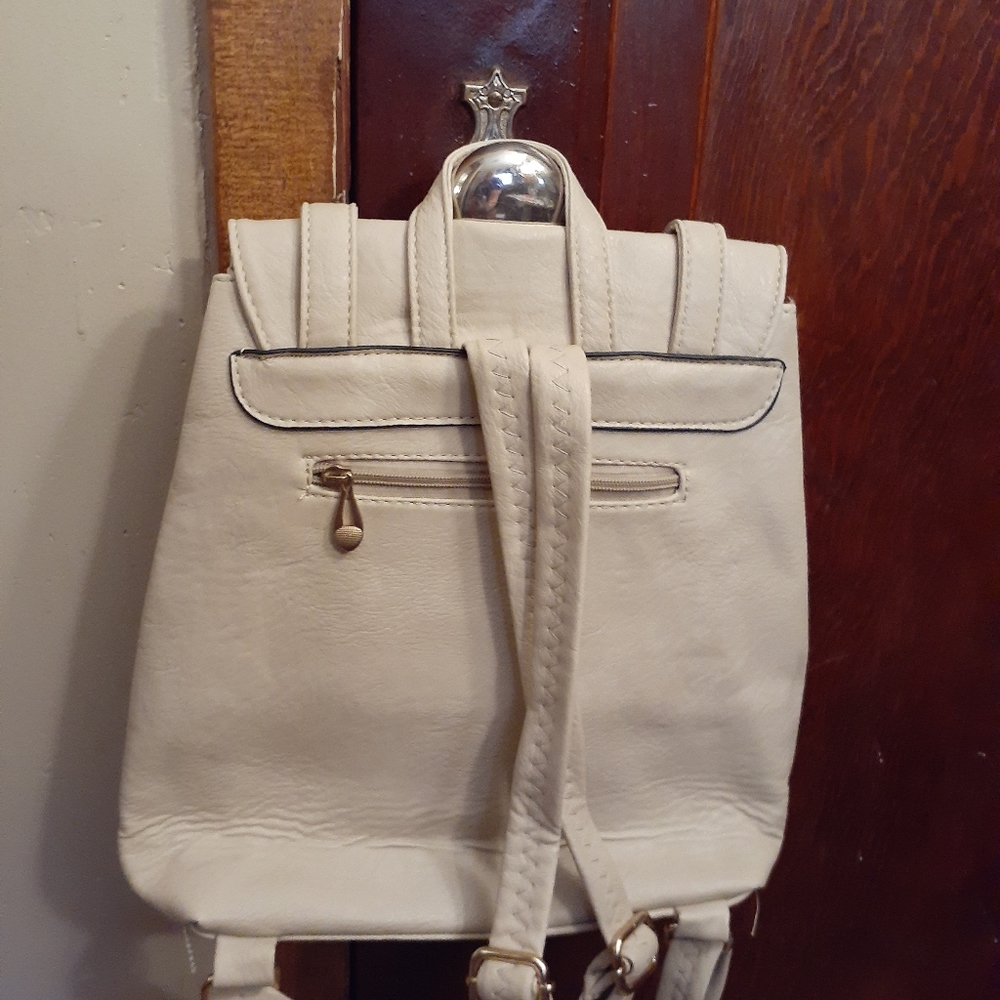 LIGHT TAUPE BACKPACK. 12 by 13 in x 4 in. - Picture 11 of 12